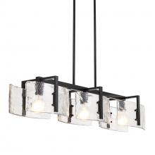  3164-LP BLK-HWG - Aenon Linear Pendant in Matte Black with Hammered Water Glass Shade